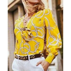 CAbi Top Large Reef Knot #5707 Yellow Nautical Vibrant Sailor Beach Vacation $92